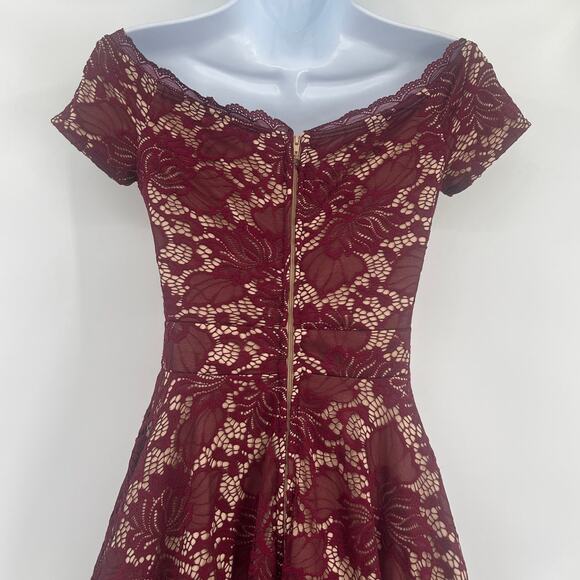 B Darlin Lace Skater Dress Sz 5/6 Holiday Wedding Off Shoulder Romantic Party - Picture 6 of 10